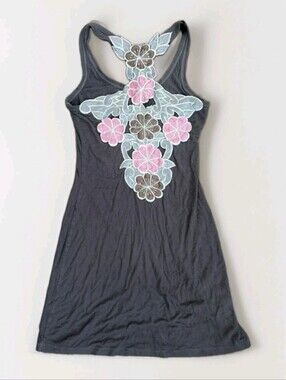 Vintage Minx USA Brown Cutout Lace Back Mini Dress Whimsigoth Fairygrunge S XS